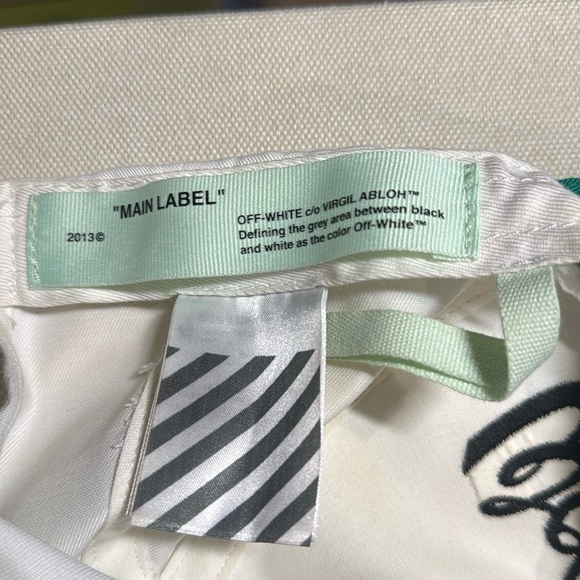 Off-White Green and White Hat with Embroidered “Woman” Logo